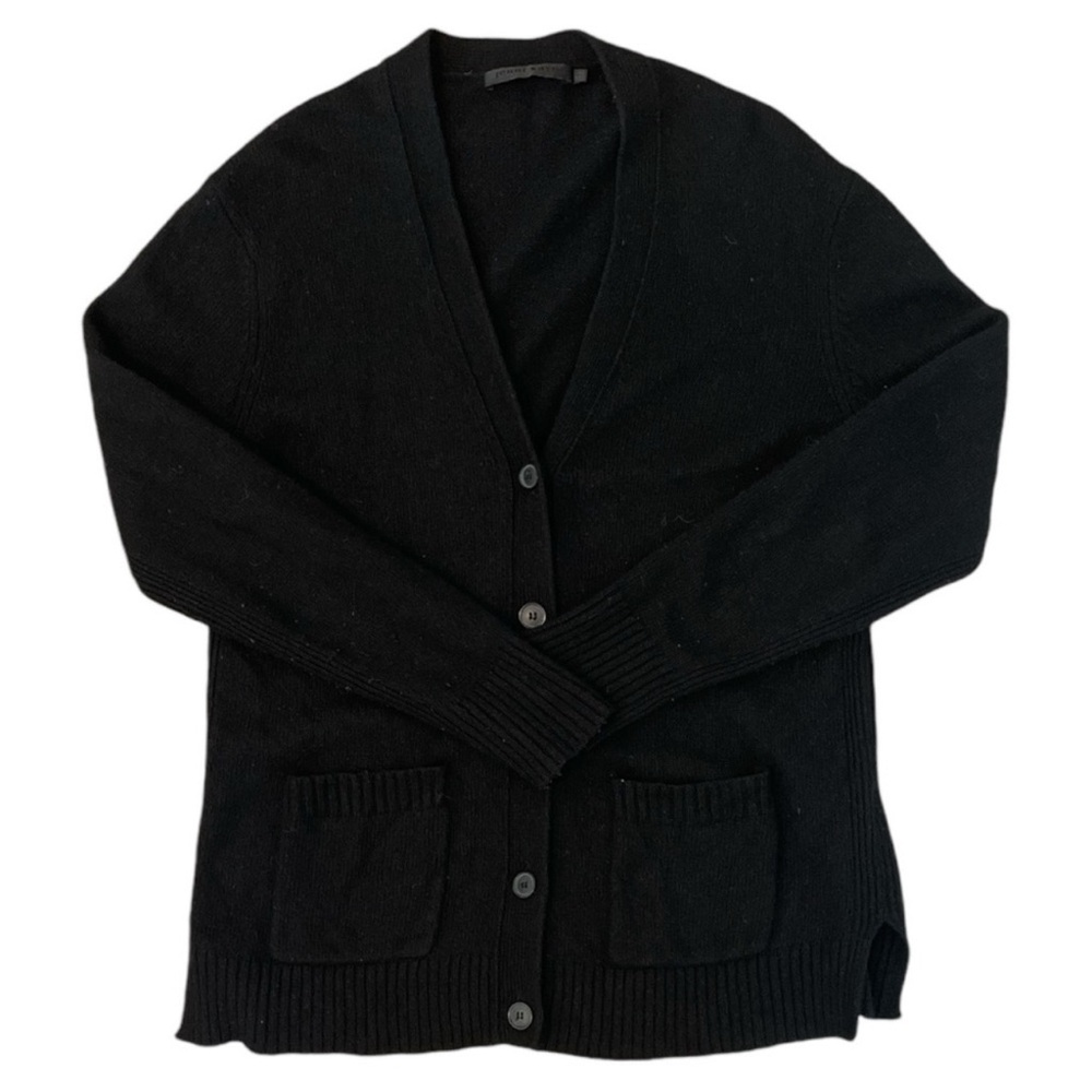 Black V-Neck Button Cardigan Sweater
